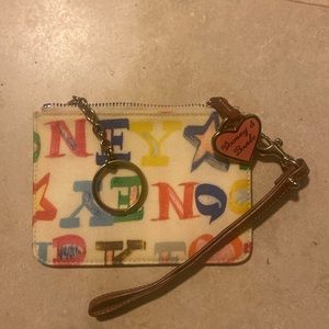 Dooney and Bourke vintage coin purse wristlet cream with multicolor